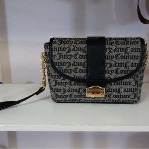 Juicy Couture Black with Gold Hardware Monogrammed Crossbody Purse NWT